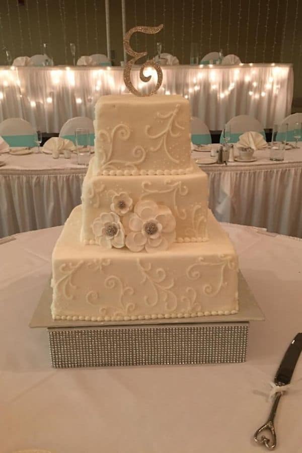 Three Tiered Square Wedding Cake